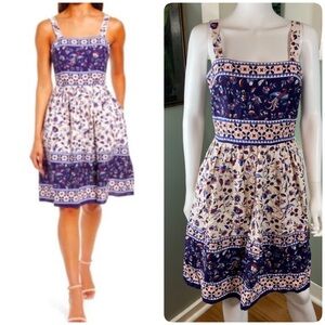 Eliza J Novelty Birds Folkloric Floral Mini Dress Linen Blend 10 sundress medium